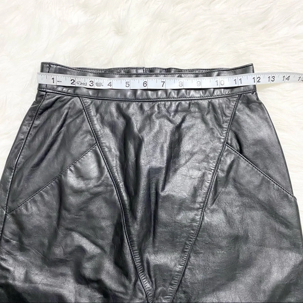 WILSONS Vintage Black Leather Pencil Skirt - Picture 3 of 7